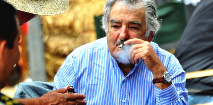 Jose Mujica smokes a joint