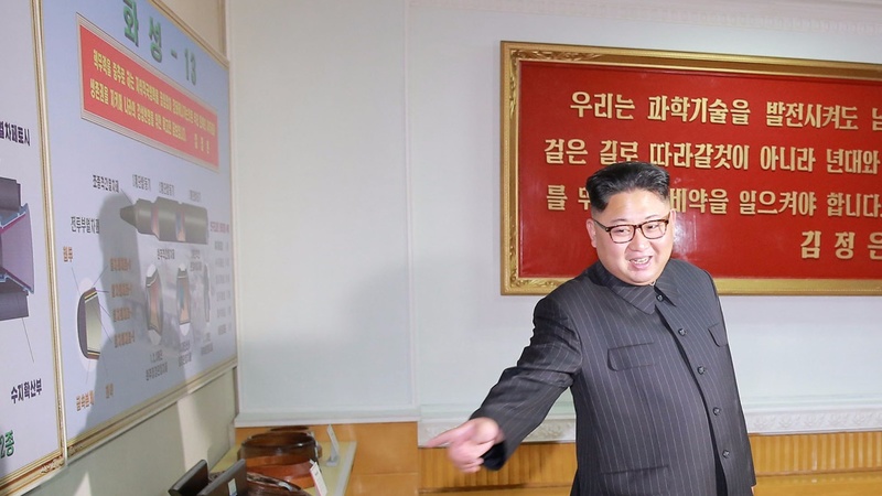Kim Pointing At Hwasong Missile Plan/North Korea